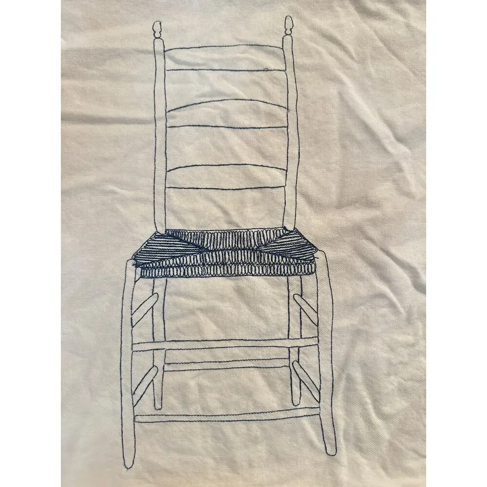 West Elm Cream Ivory Embroider Chair Pillow Case Pillowcase Cover Throw Square